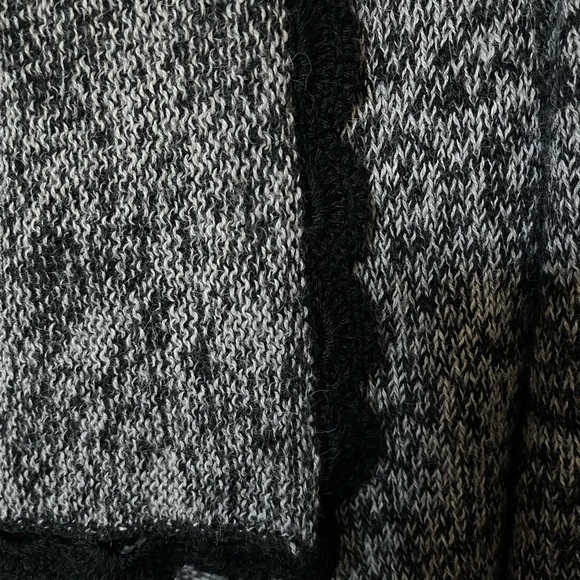 Baby Alpaca Belted Peru Cardigan Sweater Black White Size S - Picture 5 of 10